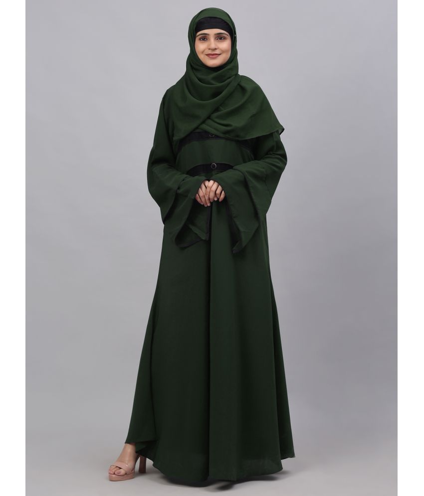     			Klotthe Green Polyester Unstitched Burqas without Hijab - Single