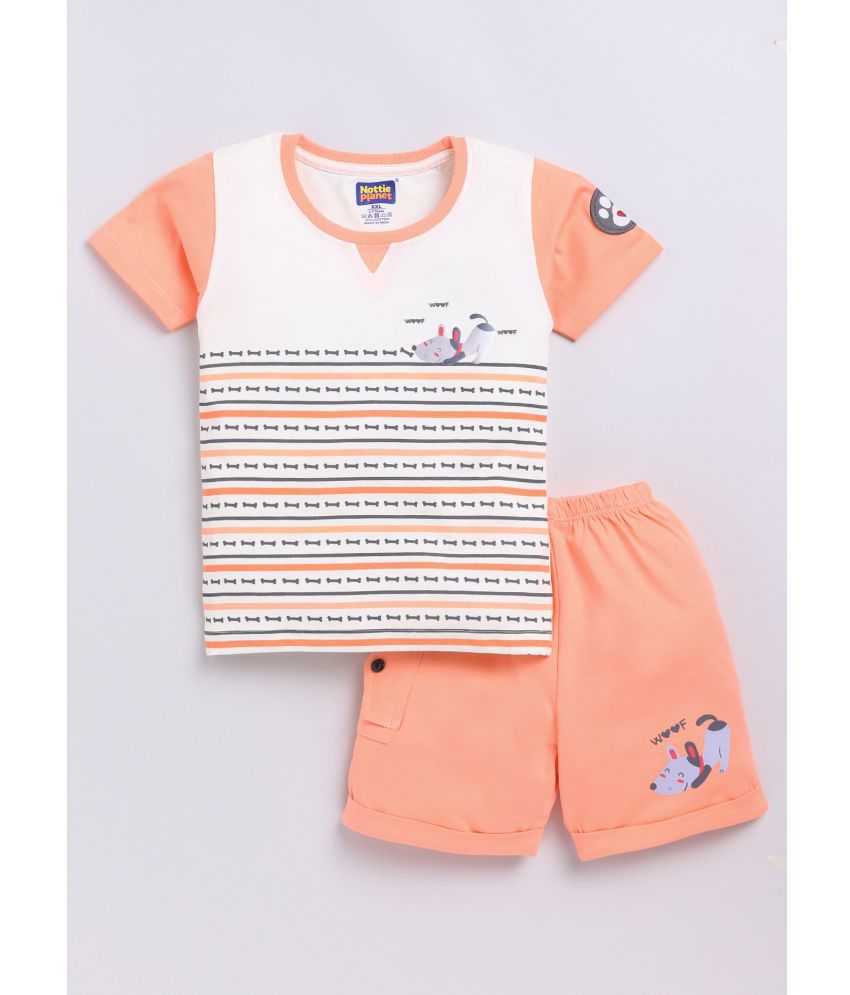     			Nottie planet Orange Cotton Baby Boy Top & Shorts ( Pack of 1 )