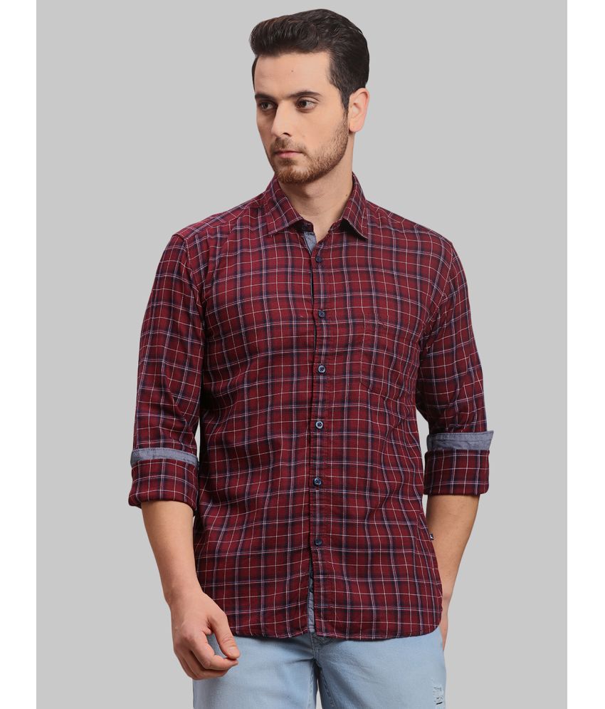     			Parx 100% Cotton Slim Fit Checks Full Sleeves Men's Casual Shirt - Red ( Pack of 1 )