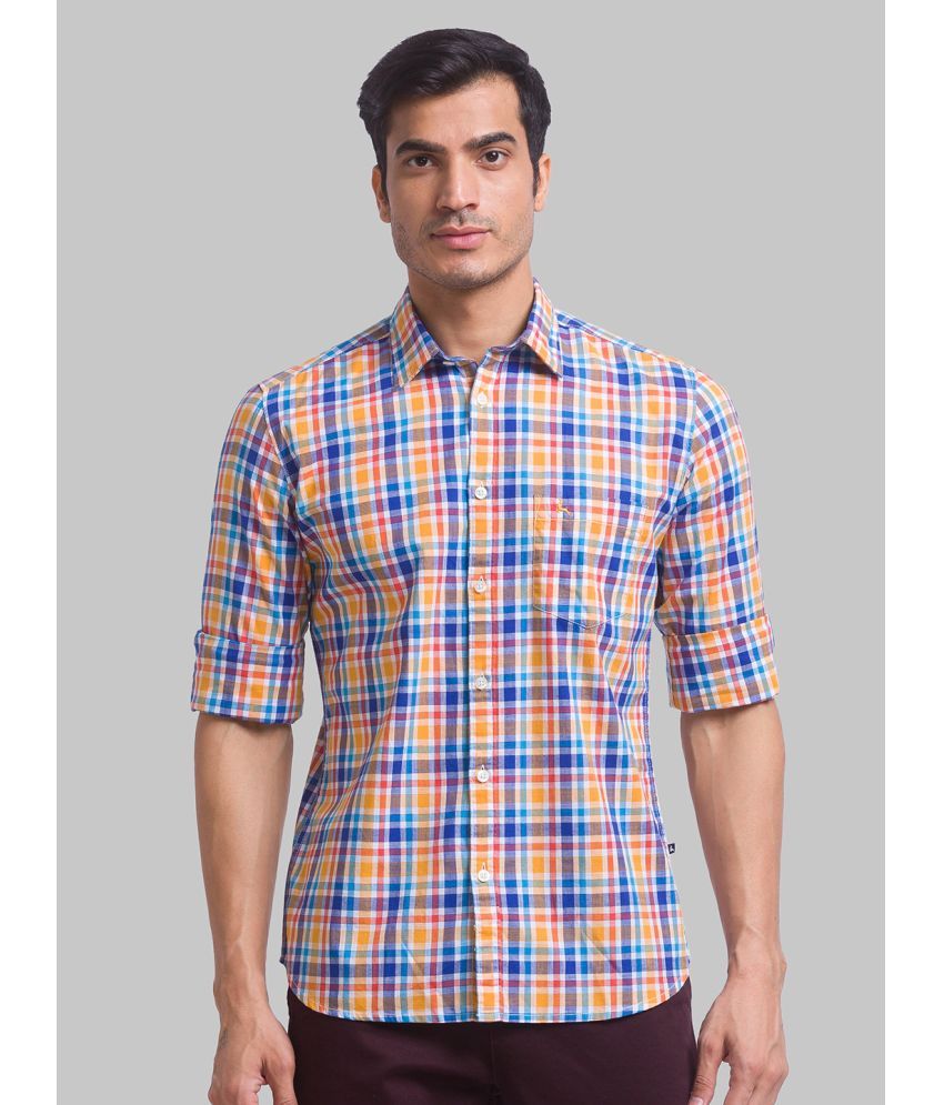     			Parx 100% Cotton Slim Fit Checks Full Sleeves Men's Casual Shirt - Orange ( Pack of 1 )