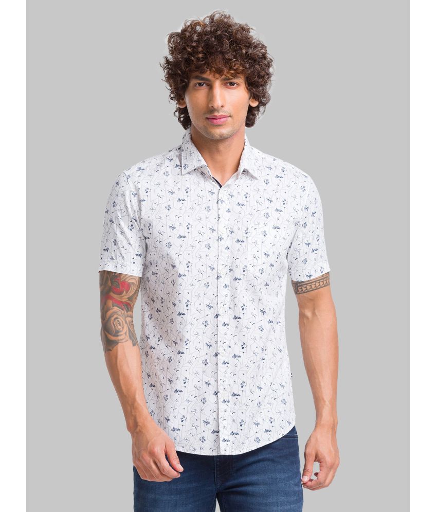     			Parx 100% Cotton Slim Fit Printed Half Sleeves Men's Casual Shirt - White ( Pack of 1 )