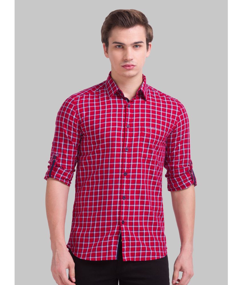     			Parx 100% Cotton Slim Fit Checks Full Sleeves Men's Casual Shirt - Red ( Pack of 1 )