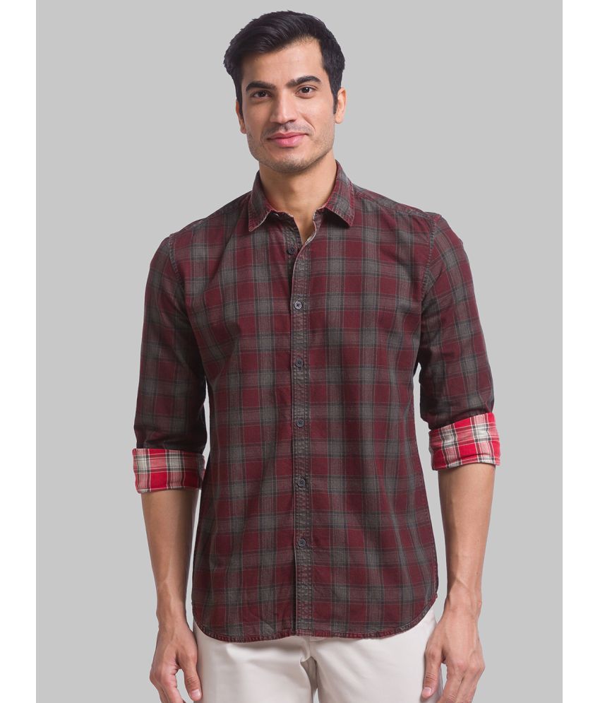     			Parx 100% Cotton Slim Fit Checks Full Sleeves Men's Casual Shirt - Red ( Pack of 1 )