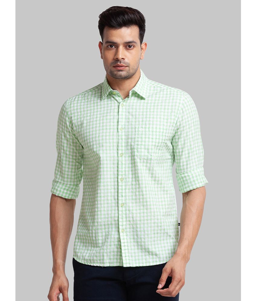     			Parx Cotton Blend Slim Fit Checks Full Sleeves Men's Casual Shirt - Green ( Pack of 1 )