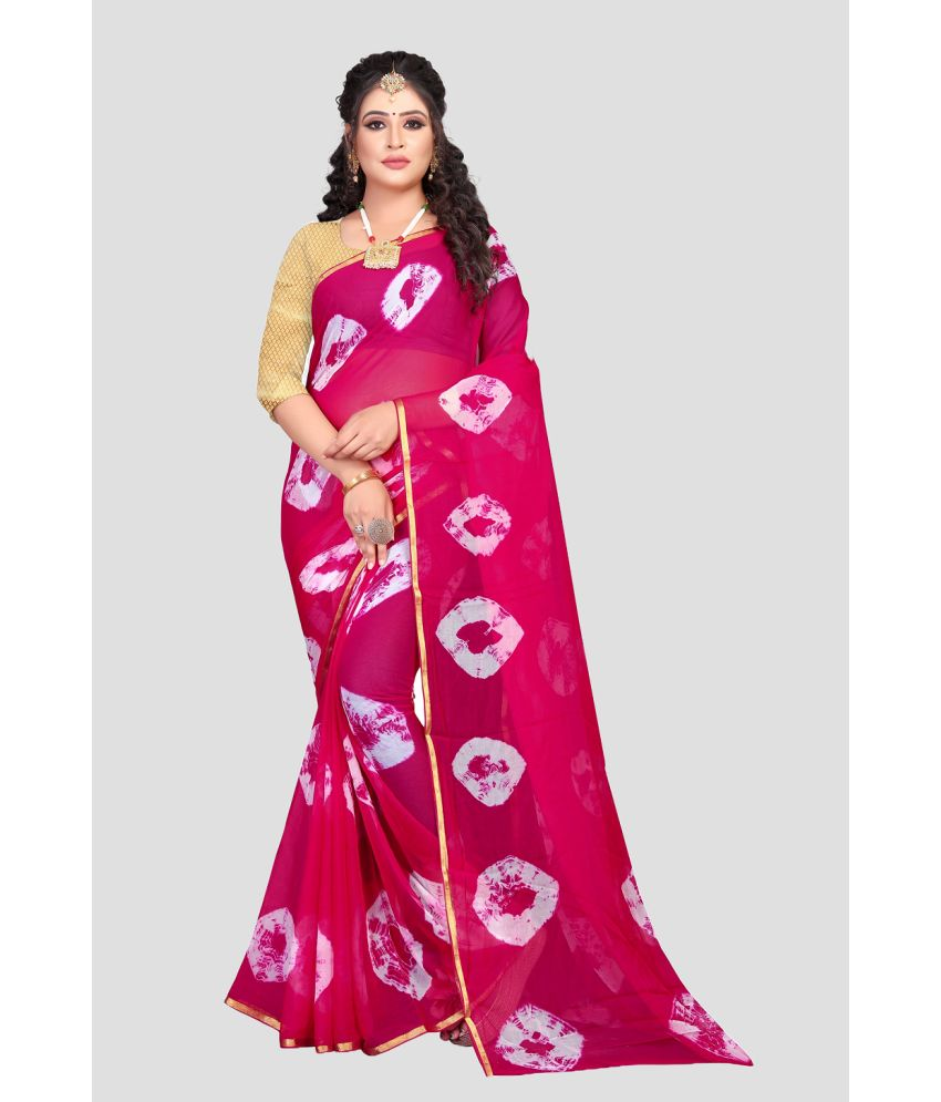     			Aardiva Chiffon Printed Saree With Blouse Piece - Pink ( Pack of 1 )