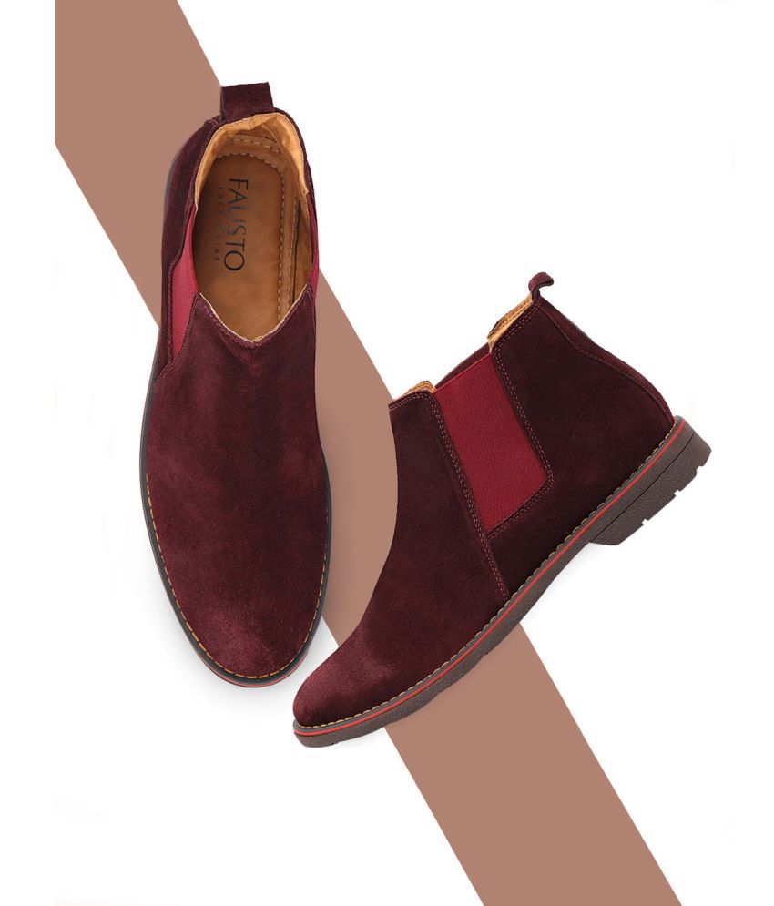    			Fausto Red Men's Chelsea Boots