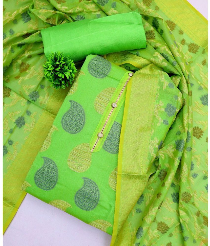     			JULEE Unstitched Banarasi Embroidered Dress Material - Green ( Pack of 1 )