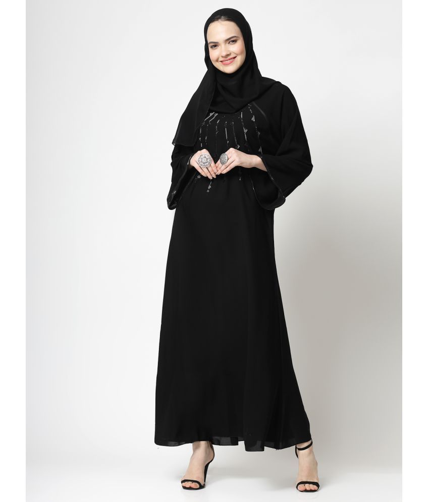     			Klotthe Black Polyester Unstitched Burqas without Hijab - Single