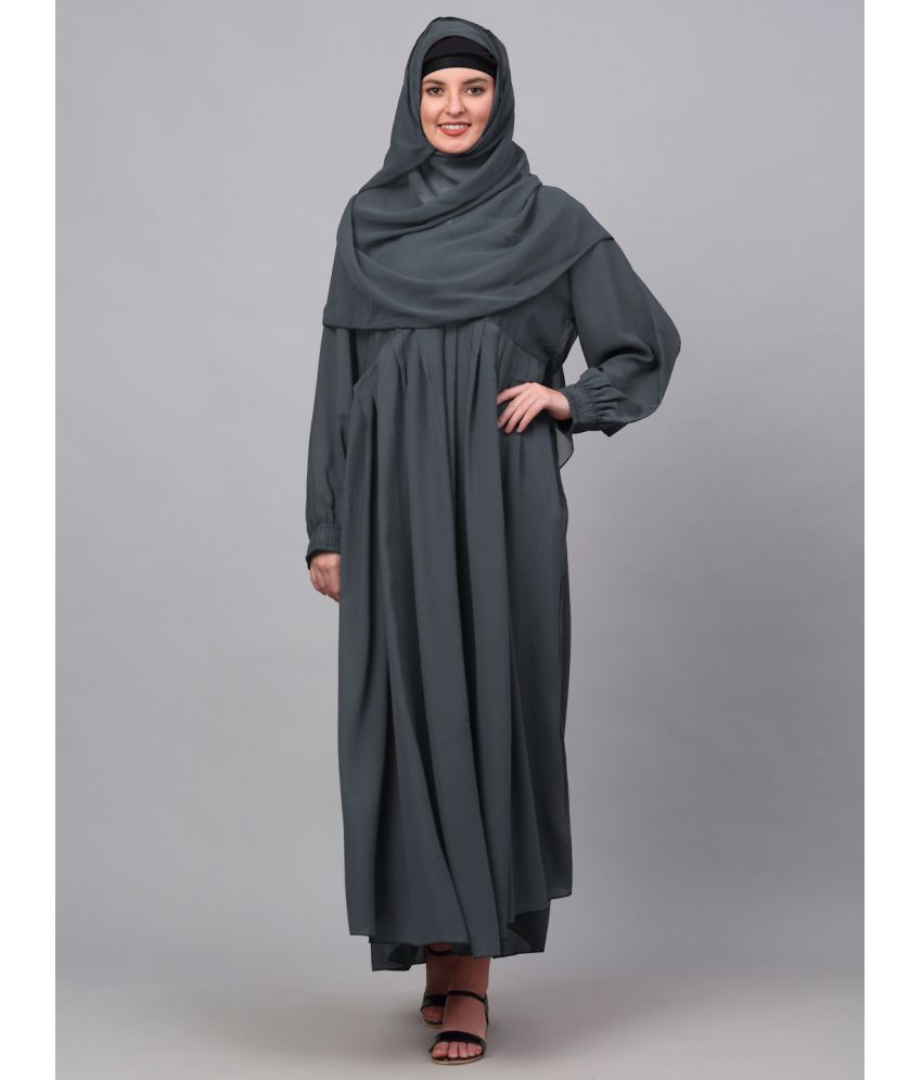     			Klotthe Grey Polyester Unstitched Burqas without Hijab - Single