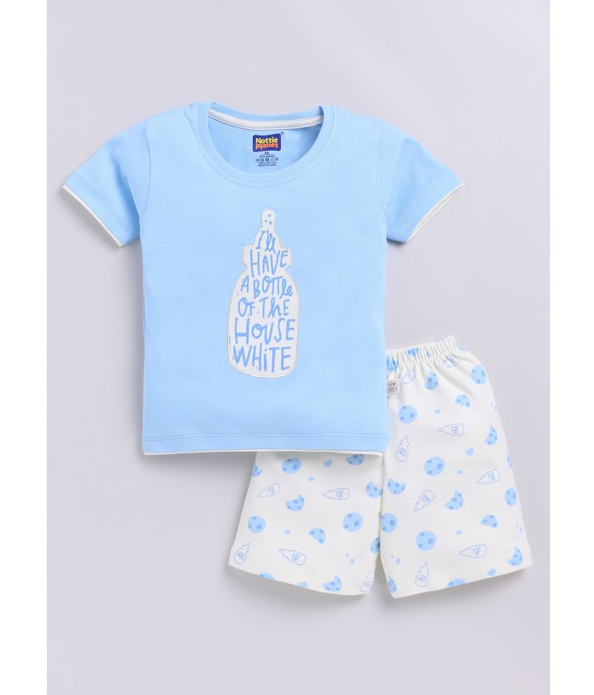     			Nottie planet Pack of 1 Baby Boys Cotton Top & Shorts ( Blue )