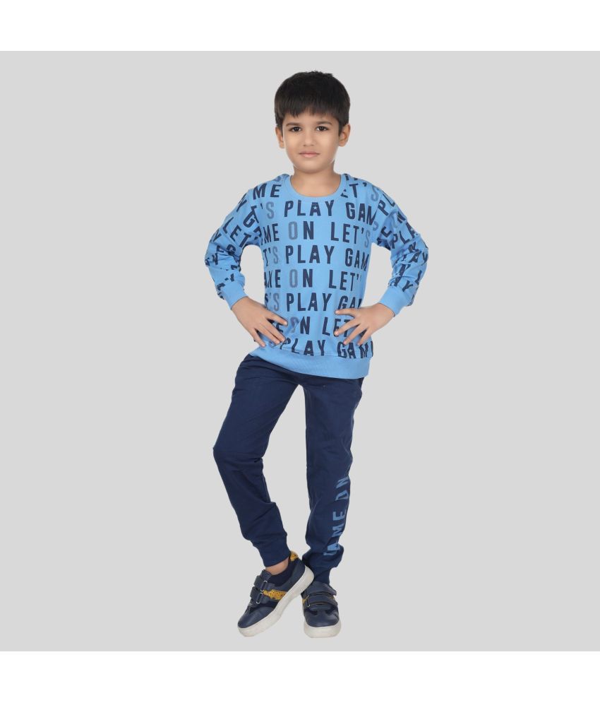     			Nottie planet Pack of 1 Boys Cotton Blend T-Shirt & Trackpants ( Blue )