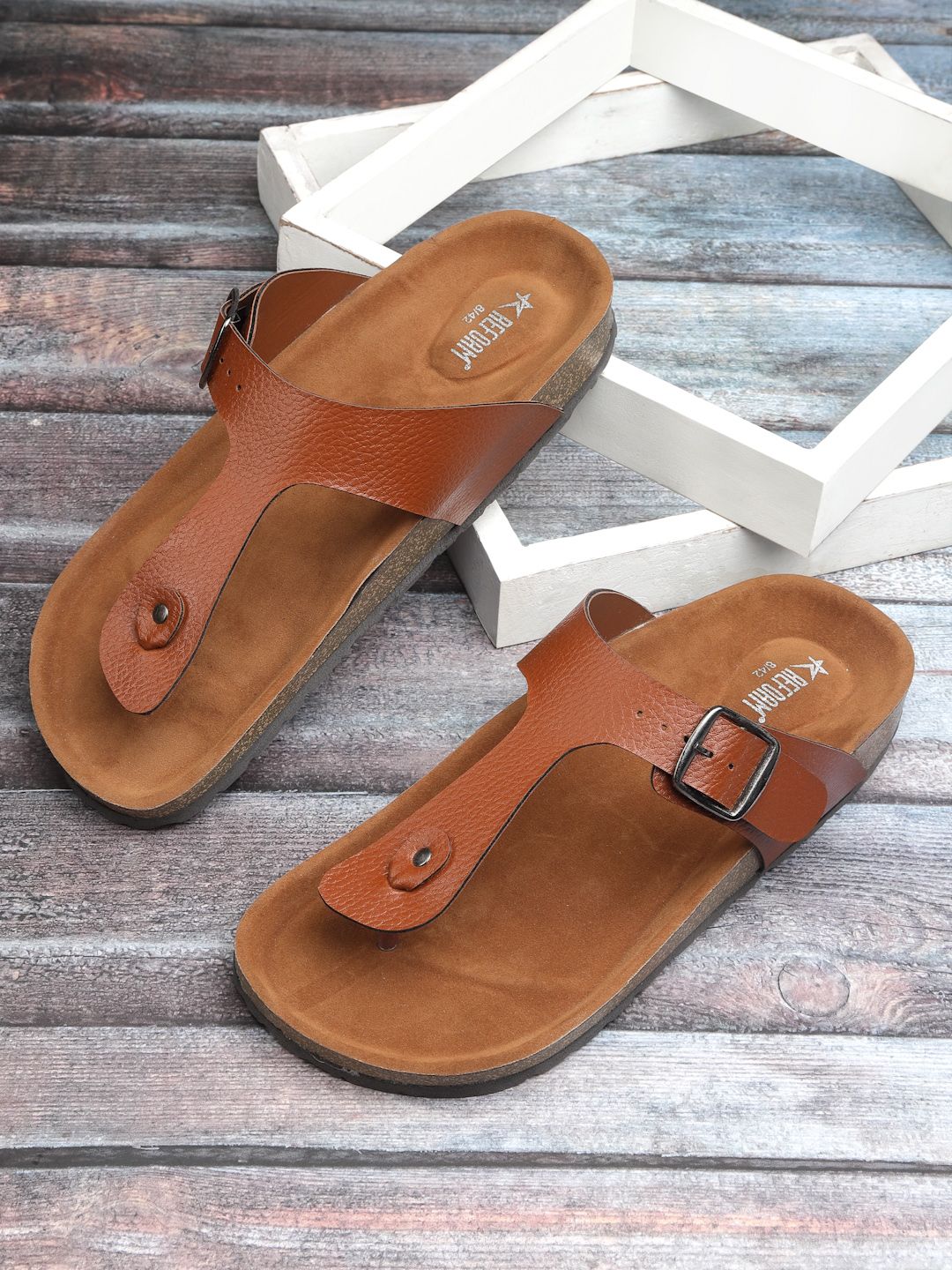     			REFOAM Tan Men's Thong Flip Flop