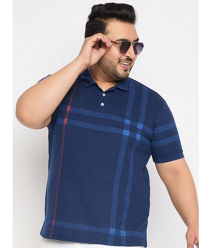     			RELANE Cotton Blend Regular Fit Striped Half Sleeves Men's Polo T Shirt - Blue ( Pack of 1 )