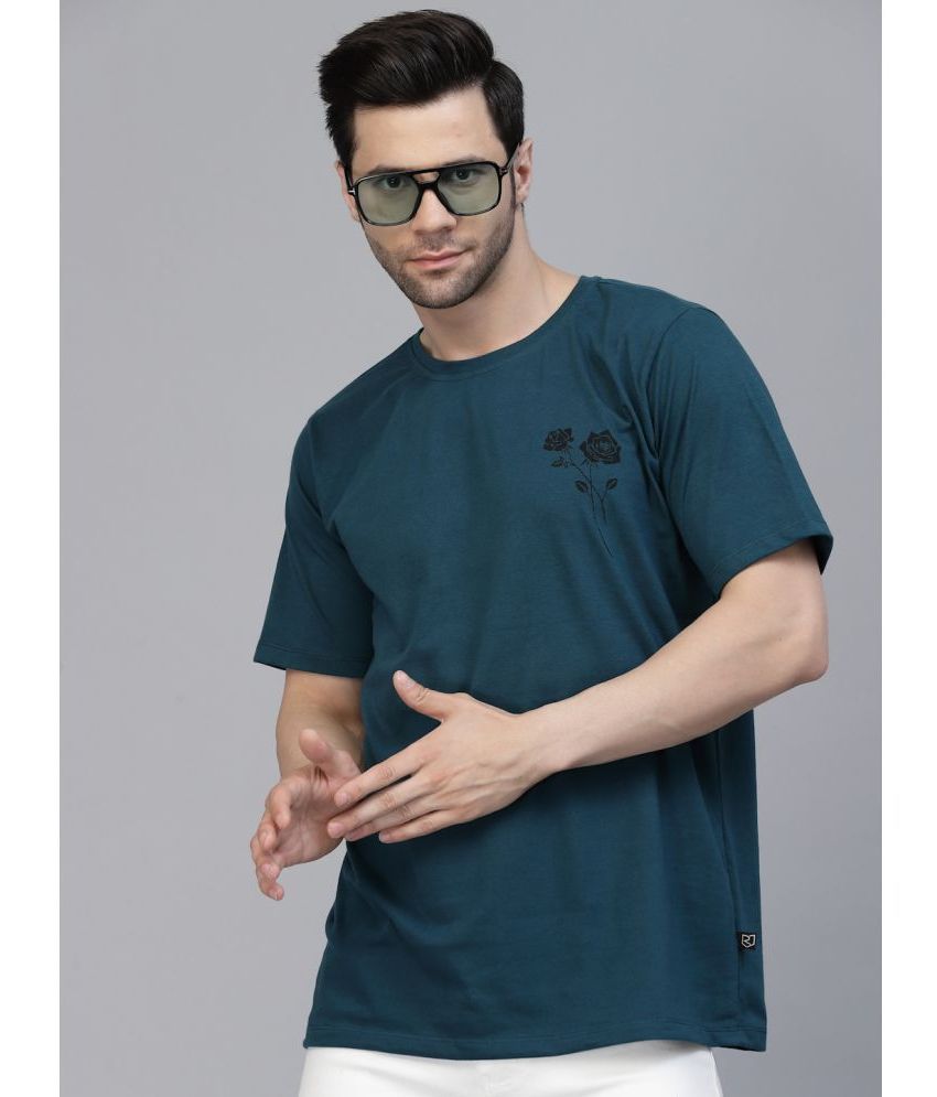     			Rigo Cotton Oversized Fit Printed Half Sleeves Men's T-Shirt - Teal ( Pack of 1 )