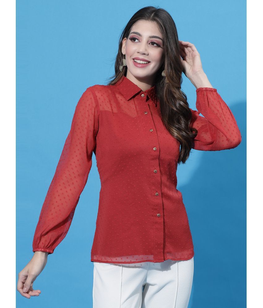     			Selvia Red Crepe Women's Shirt Style Top ( Pack of 1 )