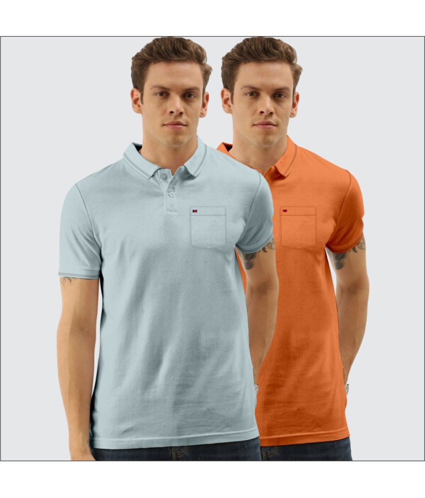     			TAB91 Cotton Blend Slim Fit Solid Half Sleeves Men's Polo T Shirt - Camel ( Pack of 2 )