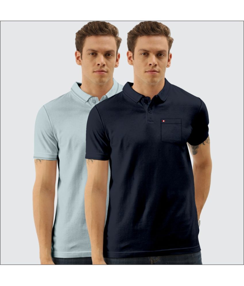     			TAB91 Pack of 2 Cotton Blend Slim Fit Solid Half Sleeves Men's Polo T Shirt ( Brown )