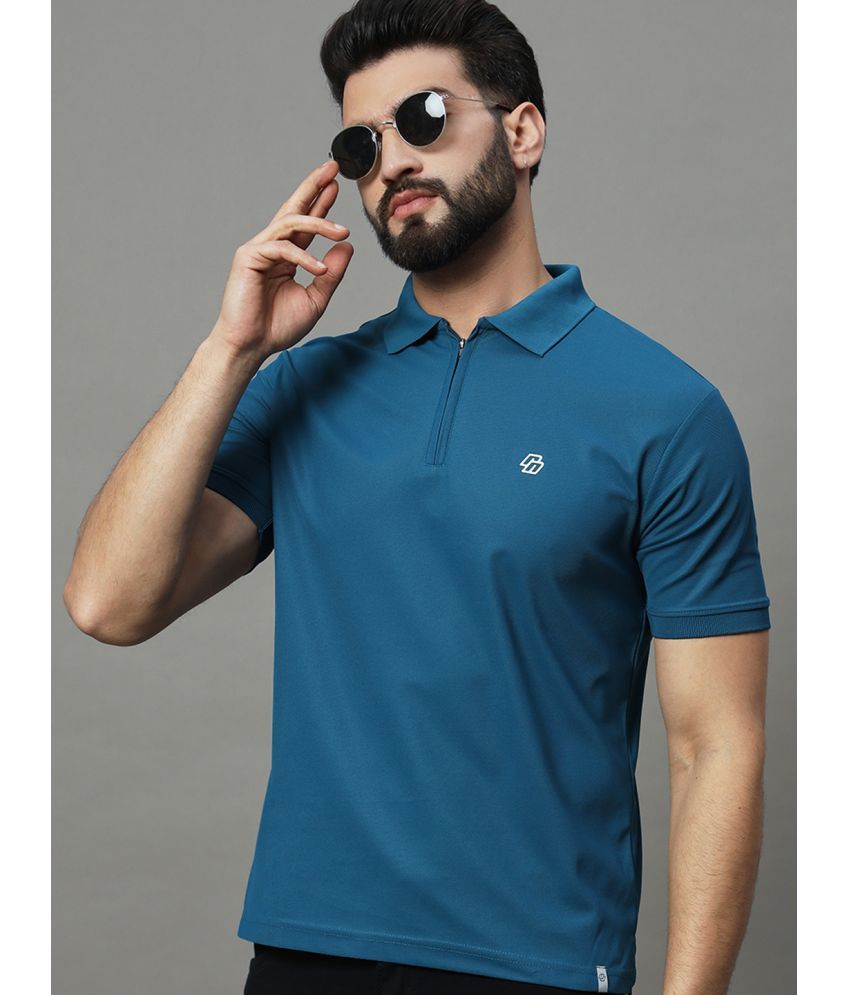     			renuovo Pack of 1 Polyester Regular Fit Solid Half Sleeves Men's Polo T Shirt ( Teal Blue )