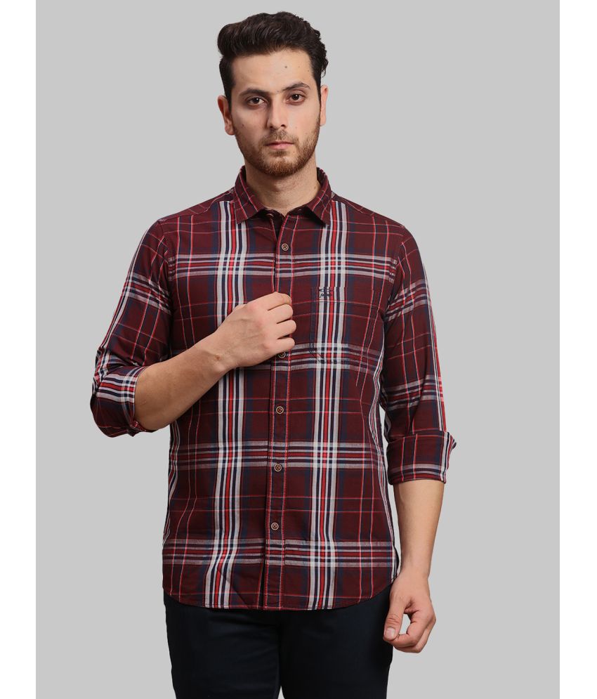     			Colorplus 100% Cotton Regular Fit Checks Full Sleeves Men's Casual Shirt - Maroon ( Pack of 1 )