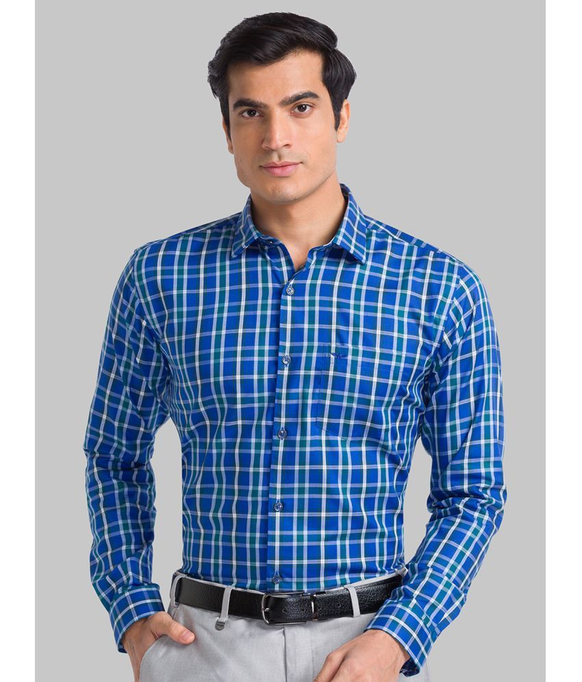     			Park Avenue 100% Cotton Slim Fit Checks Full Sleeves Men's Casual Shirt - Blue ( Pack of 1 )