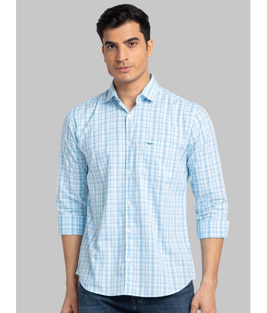     			Park Avenue 100% Cotton Slim Fit Checks Full Sleeves Men's Casual Shirt - Blue ( Pack of 1 )