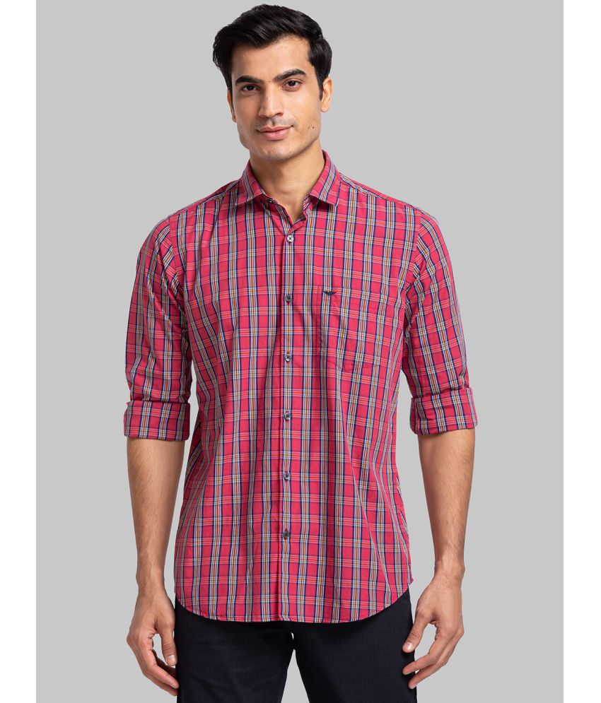     			Park Avenue 100% Cotton Slim Fit Checks Full Sleeves Men's Casual Shirt - Red ( Pack of 1 )