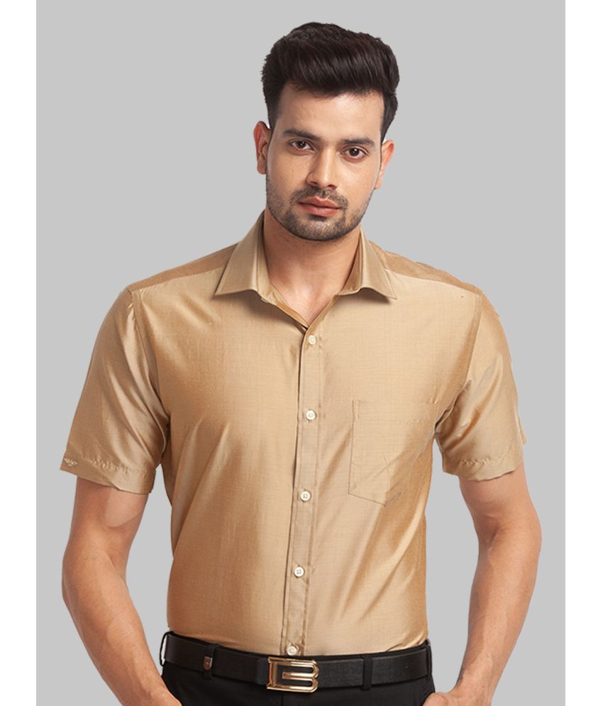     			Park Avenue Silk Regular Fit Solids Half Sleeves Men's Casual Shirt - Beige ( Pack of 1 )