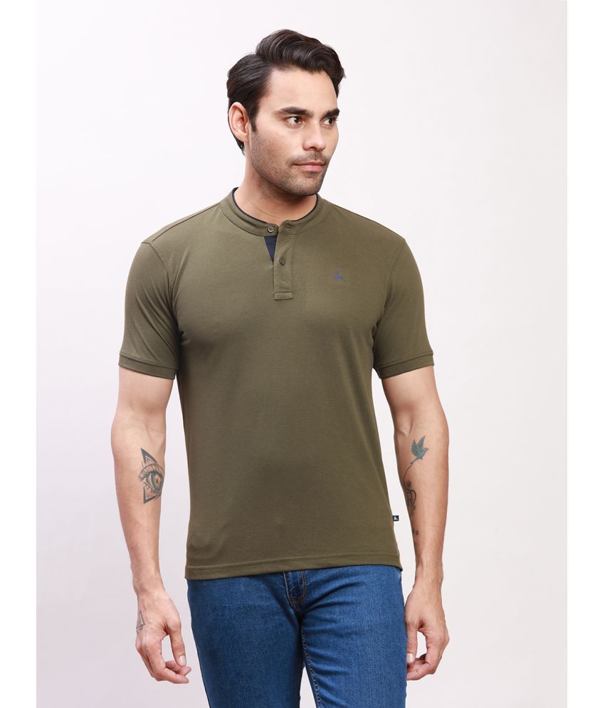     			Parx Cotton Blend Regular Fit Solid Half Sleeves Men's T-Shirt - Green ( Pack of 1 )