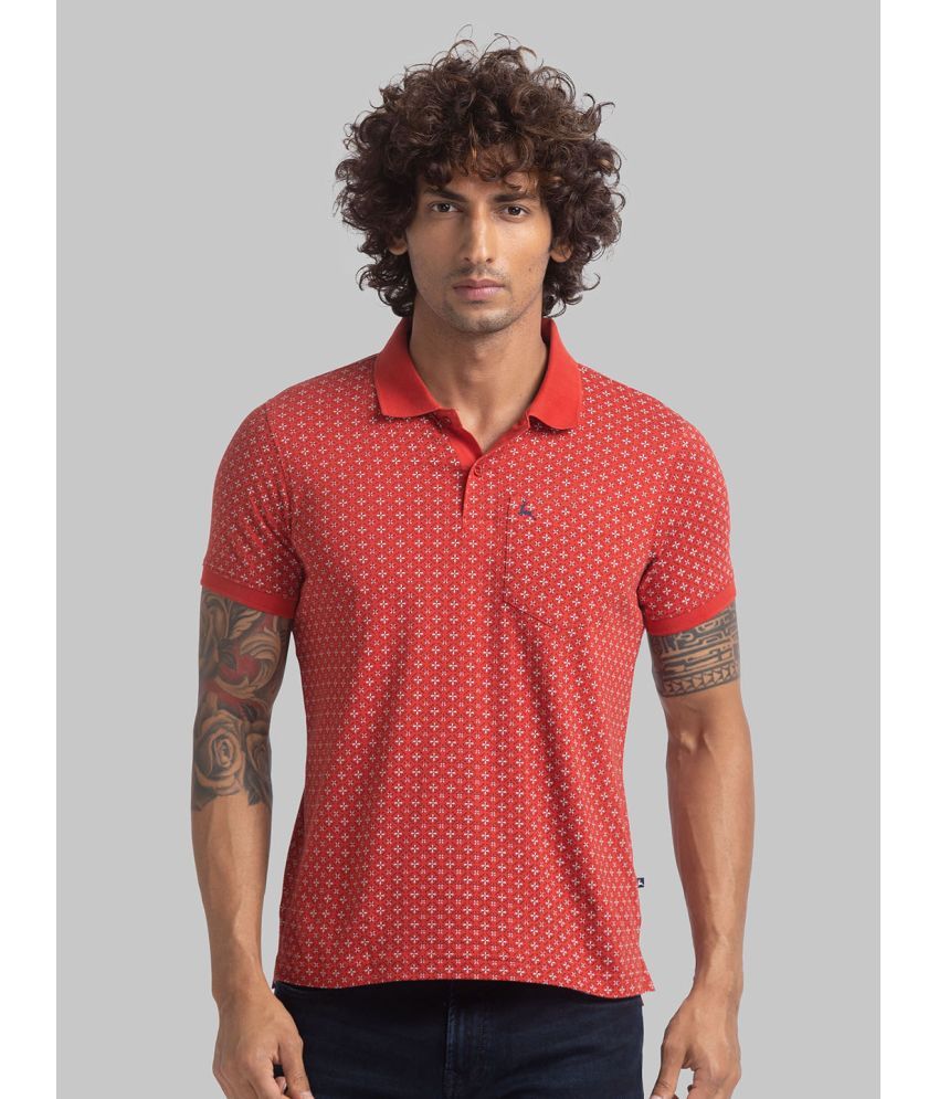     			Parx Cotton Regular Fit Printed Half Sleeves Men's Polo T Shirt - Red ( Pack of 1 )