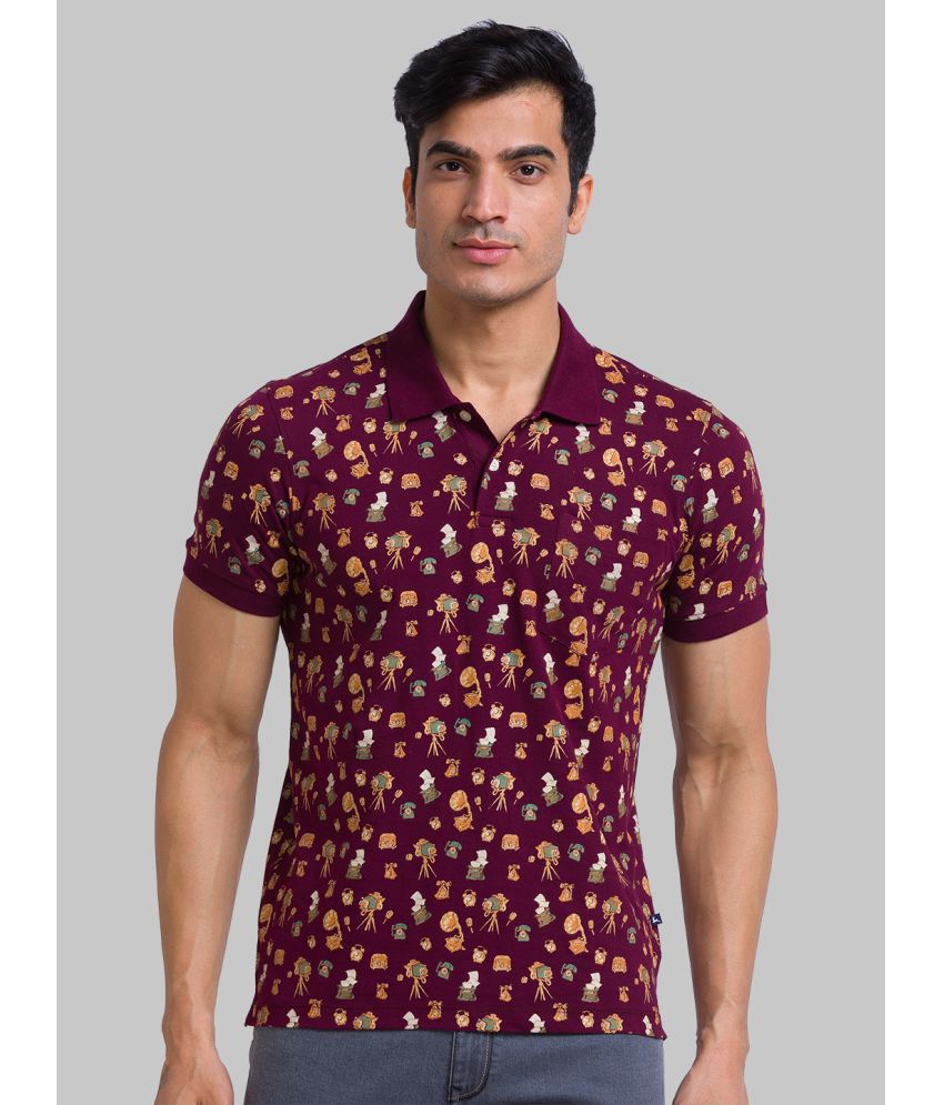     			Parx Cotton Regular Fit Printed Half Sleeves Men's Polo T Shirt - Purple ( Pack of 1 )