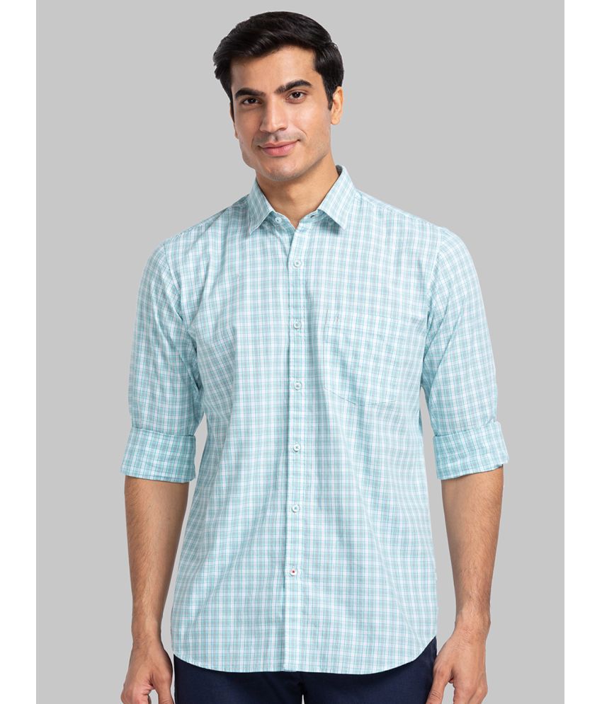     			Raymond 100% Cotton Regular Fit Checks Full Sleeves Men's Casual Shirt - Green ( Pack of 1 )