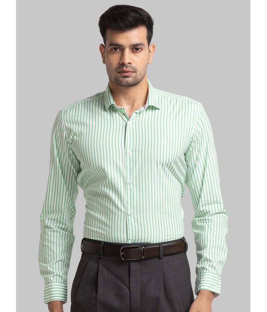     			Raymond 100% Cotton Regular Fit Striped Full Sleeves Men's Casual Shirt - Green ( Pack of 1 )