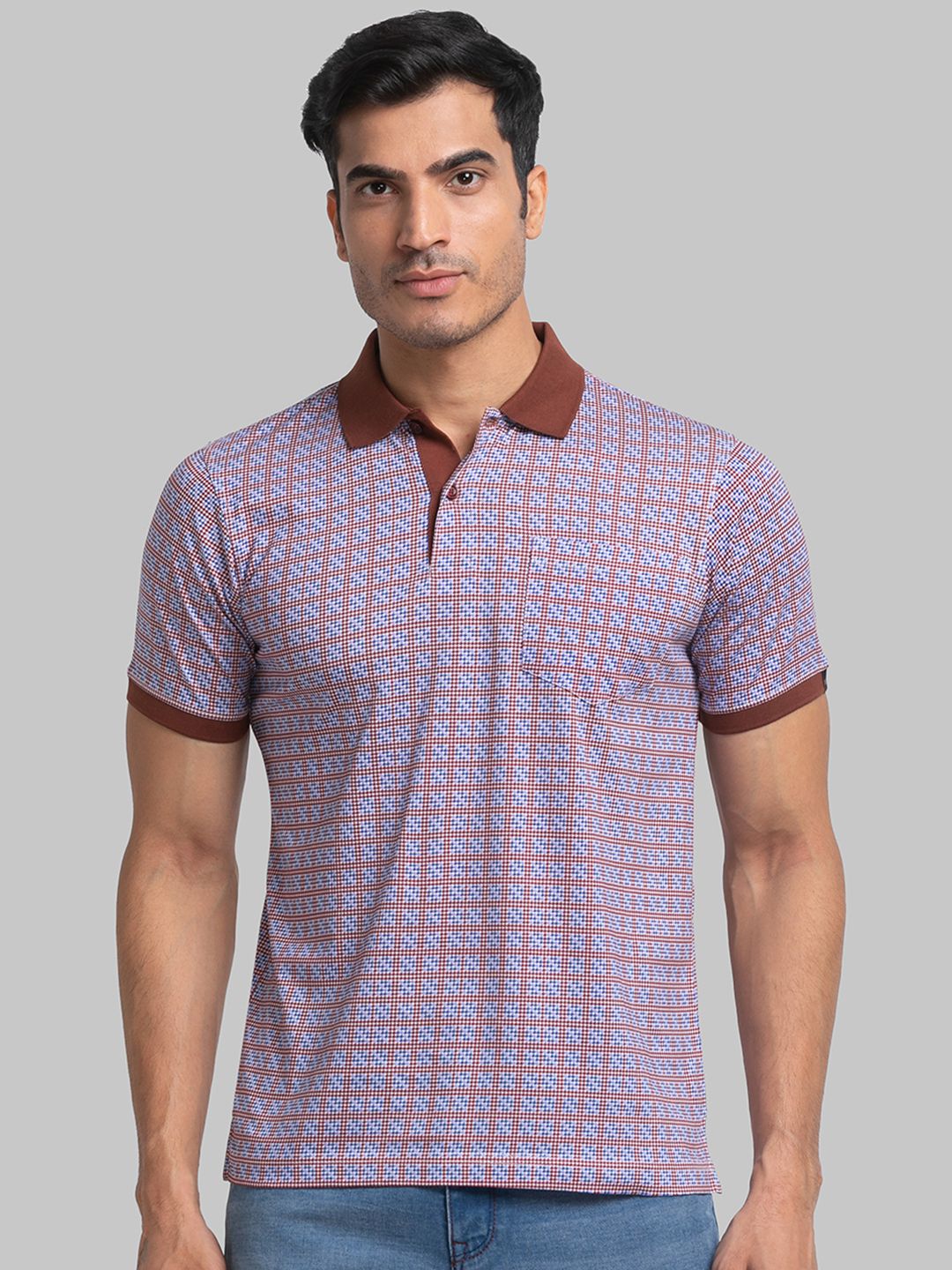     			Raymond Cotton Regular Fit Printed Half Sleeves Men's T-Shirt - Blue ( Pack of 1 )