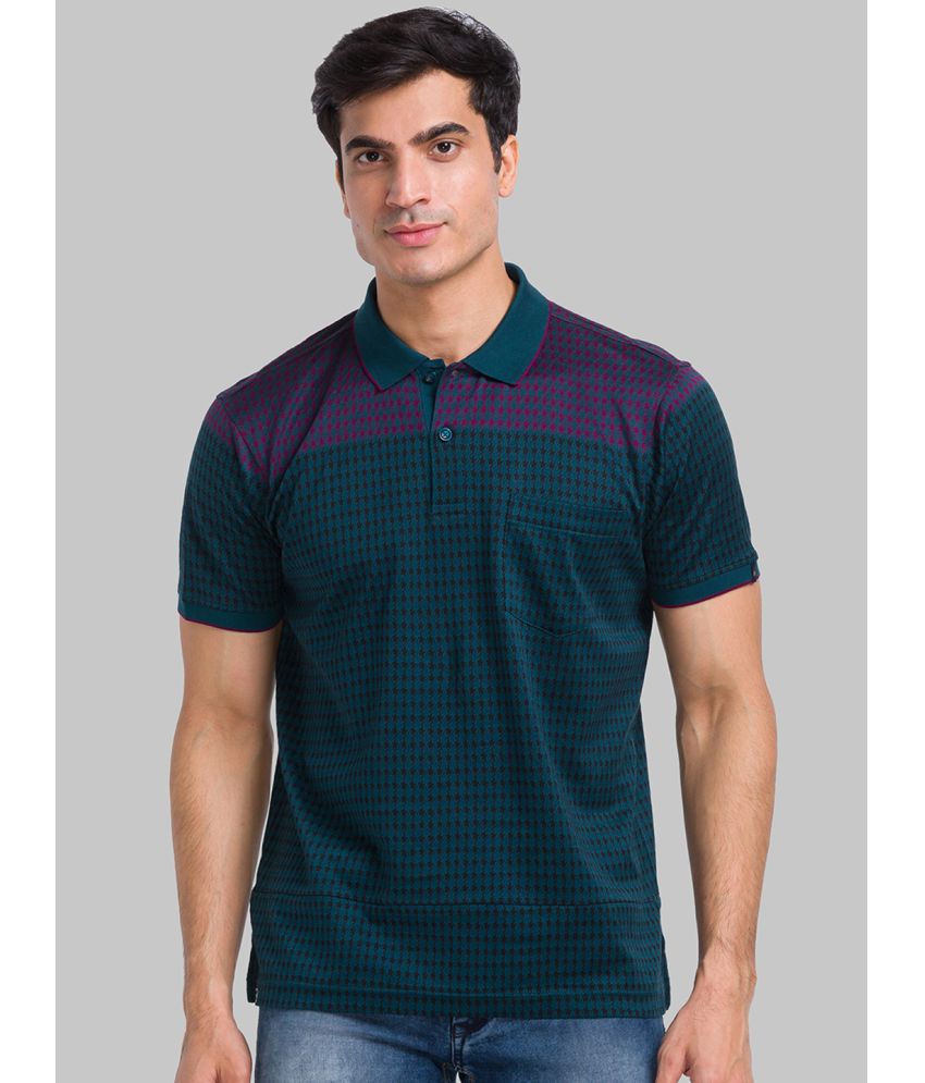     			Raymond Cotton Regular Fit Self Design Half Sleeves Men's T-Shirt - Green ( Pack of 1 )