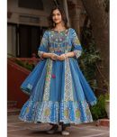 Juniper Cotton Printed Kurti With Pants Women's Stitched Salwar Suit - Blue ( Pack of 1 )