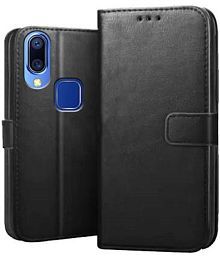 ClickAway Black Flip Cover Artificial Leather Compatible For Vivo Y12s ( Pack of 1 )