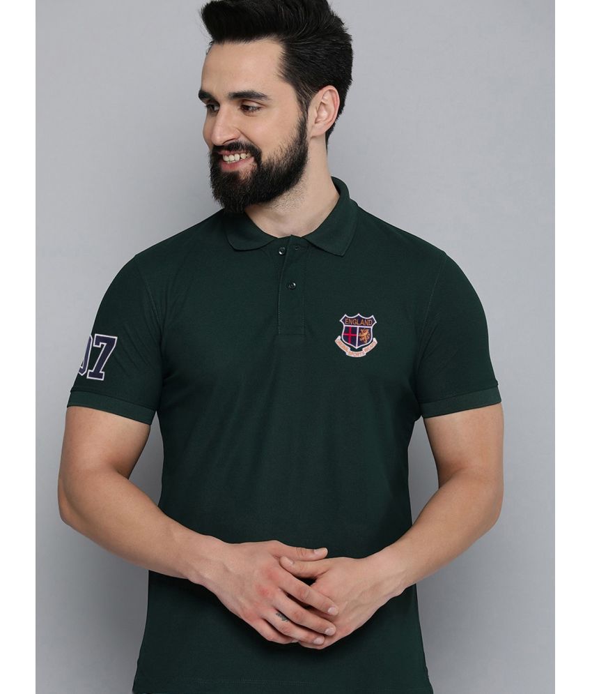     			ADORATE Cotton Blend Regular Fit Embroidered Half Sleeves Men's Polo T Shirt - Dark Green ( Pack of 1 )