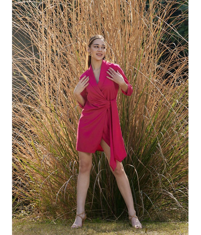    			Athena Polyester Solid Above Knee Women's Wrap Dress - Pink ( Pack of 1 )