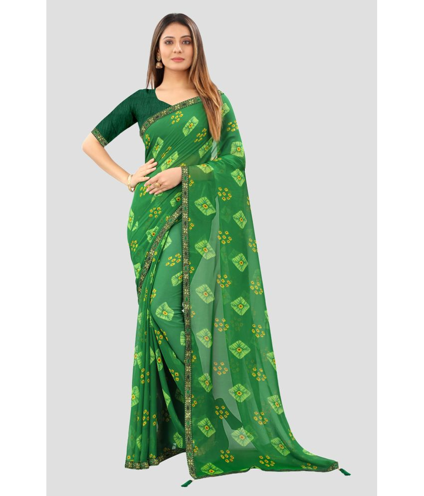     			Aardiva Chiffon Printed Saree With Blouse Piece - Green ( Pack of 1 )