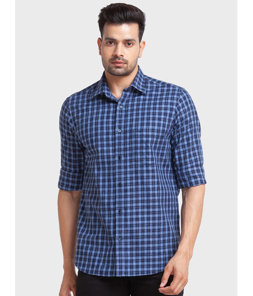     			Colorplus 100% Cotton Regular Fit Checks Full Sleeves Men's Casual Shirt - Blue ( Pack of 1 )