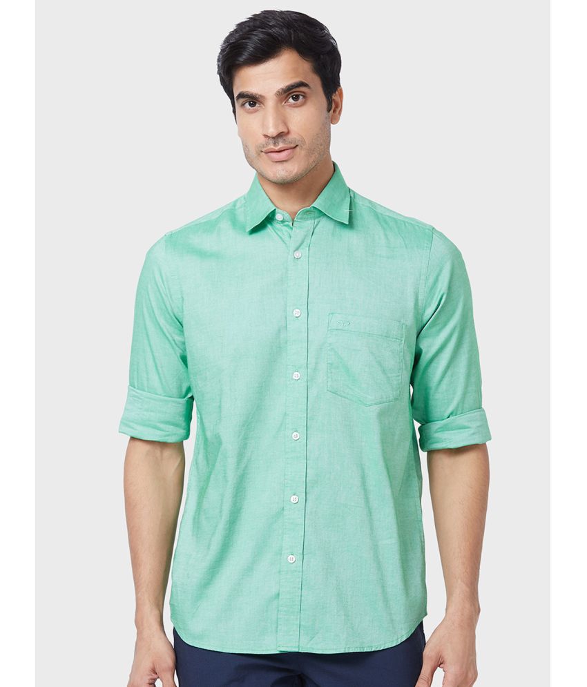     			Colorplus 100% Cotton Regular Fit Solids Full Sleeves Men's Casual Shirt - Green ( Pack of 1 )