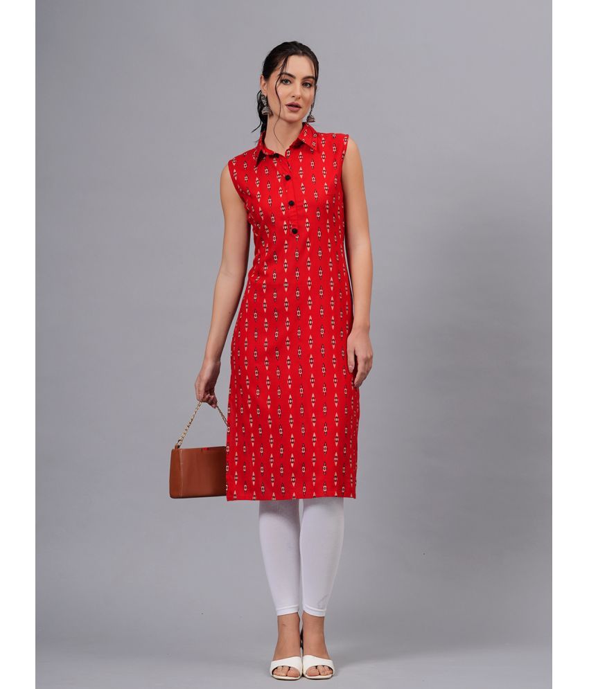     			JC4U Rayon Printed Straight Women's Kurti - Red ( Pack of 1 )