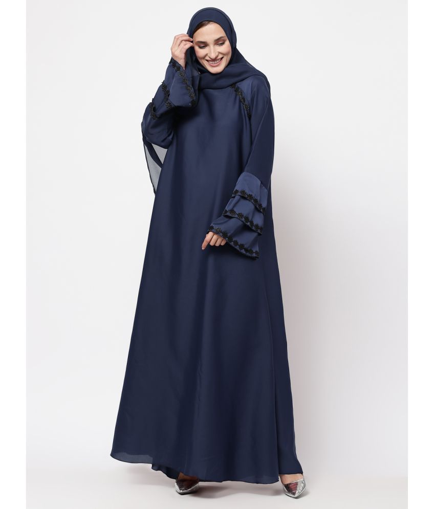     			Klotthe Blue Polyester Unstitched Burqas without Hijab - Single