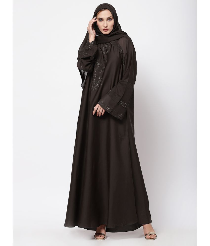     			Klotthe Brown Polyester Unstitched Burqas without Hijab - Single