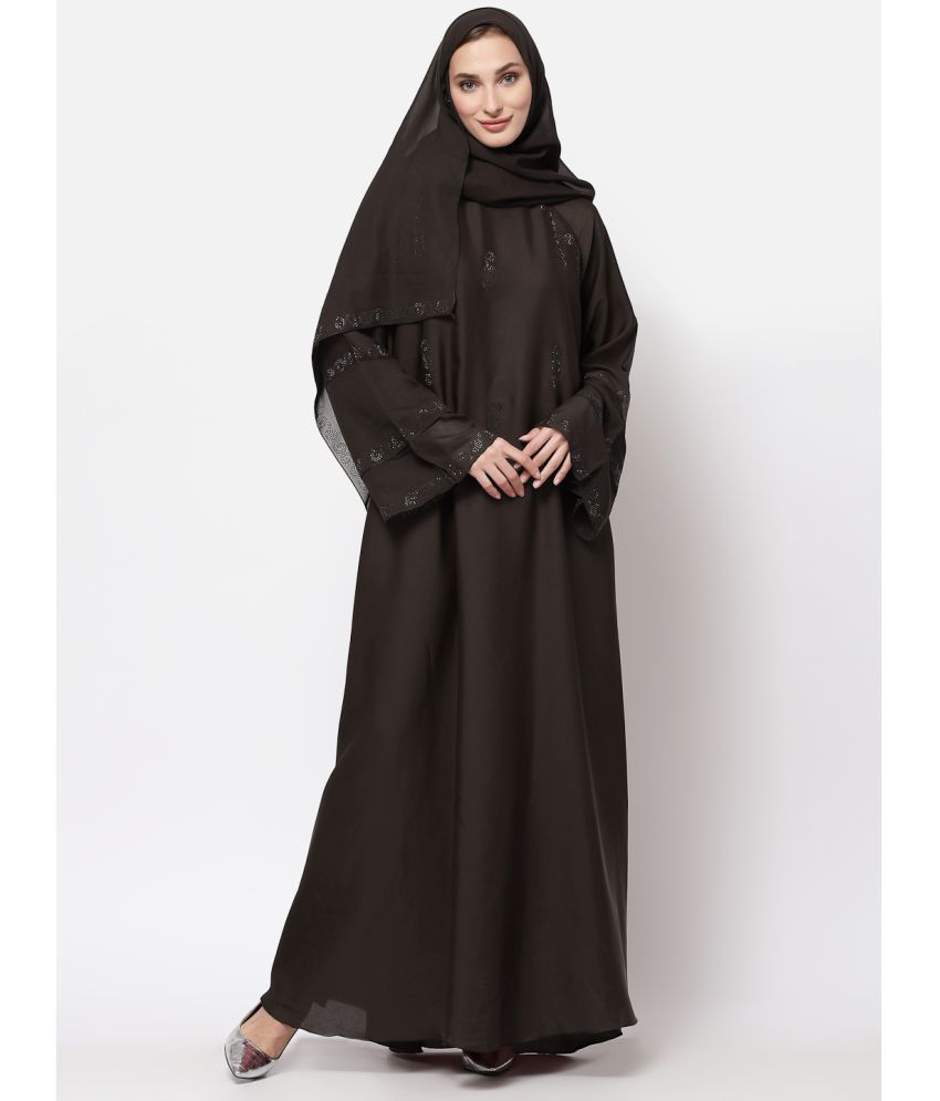     			Klotthe Brown Polyester Unstitched Burqas without Hijab - Single