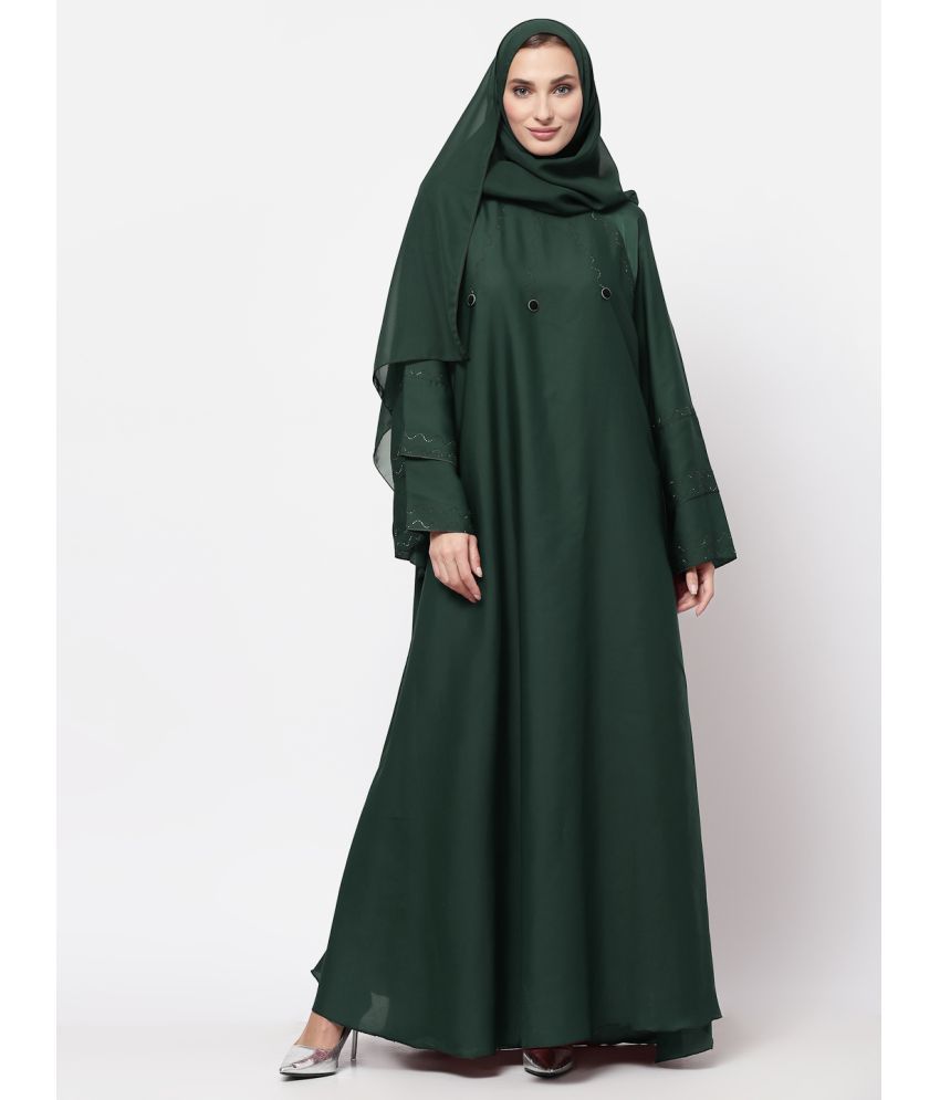     			Klotthe Green Polyester Unstitched Burqas without Hijab - Single