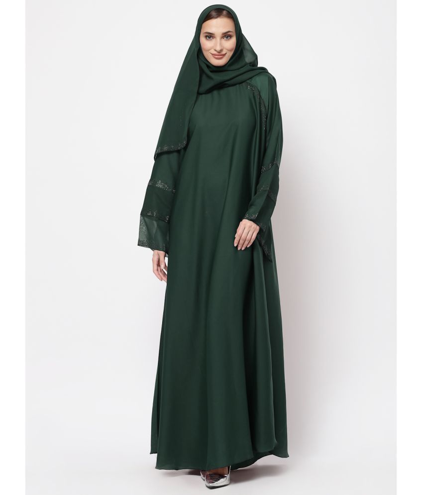     			Klotthe Green Polyester Unstitched Burqas without Hijab - Single