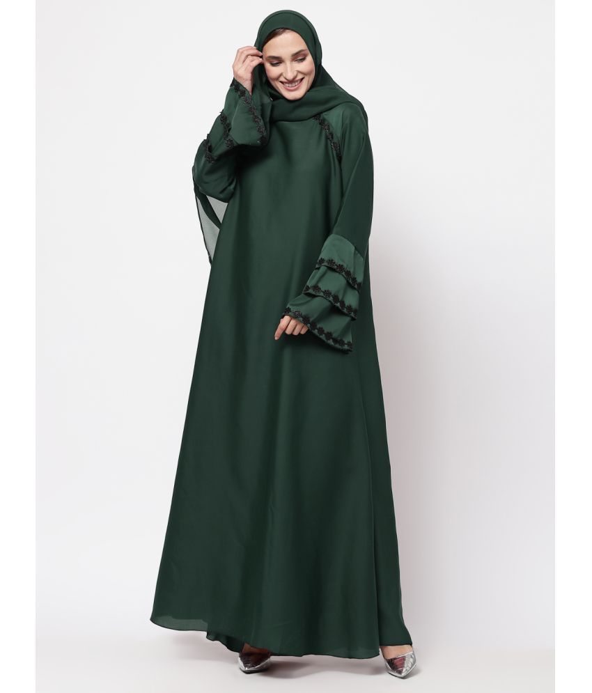     			Klotthe Green Polyester Unstitched Burqas without Hijab - Single