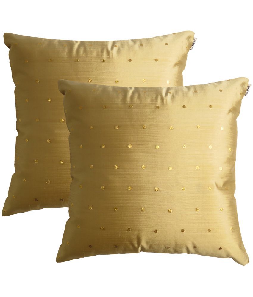     			SUGARCHIC Set of 2 Silk Ethnic Square Cushion Cover (40X40)cm - Gold