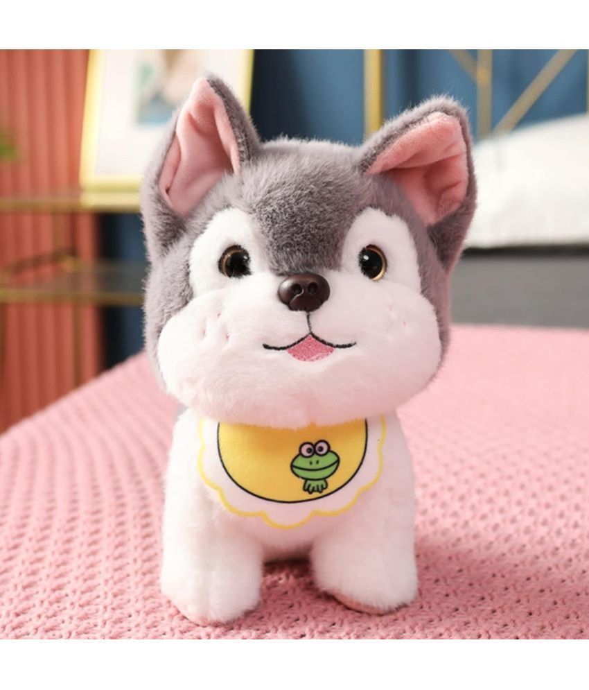     			Super-Soft Grey Dog Plush Toy: Ideal Birthday Gift for Boys, Girls, and Kids - Cute, Safe, and Versatile Sitting Dog Soft Toy for Home Decor and Playtime